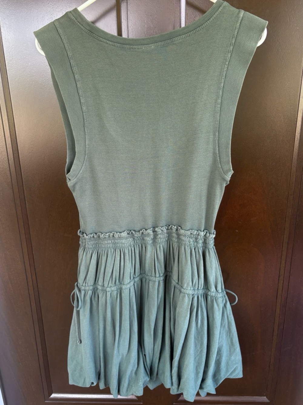 EUC Anthropologie Daily Practice Mini Bubble Dress Olive Size Medium - Picture 11 of 11